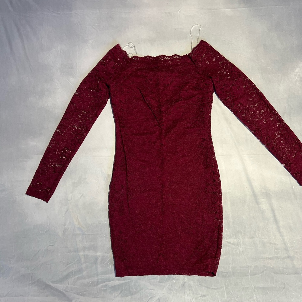 Mini Lace Dress -Wine